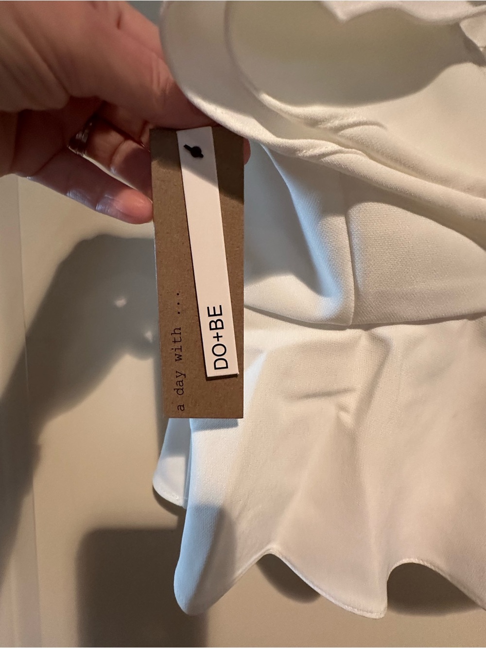 DO+BE White One-Shoulder Ruffle Peplum Camisole - Picture 3 of 3
